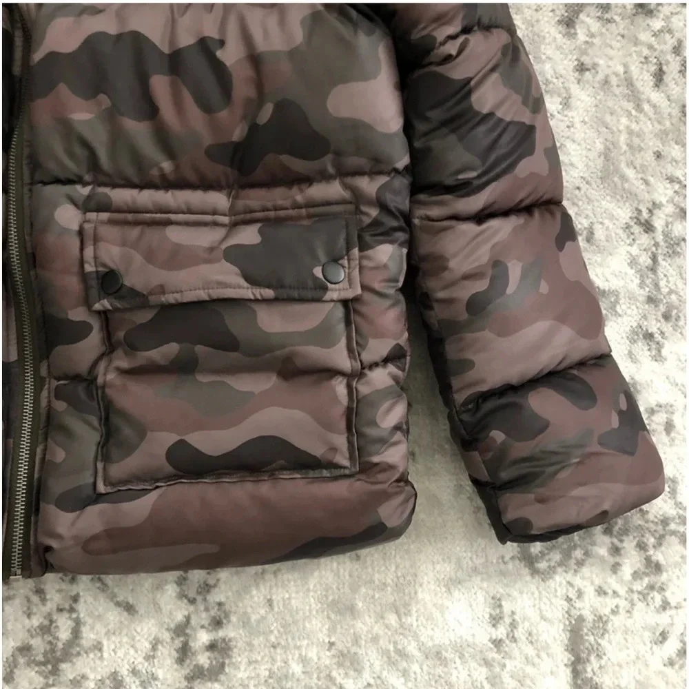 New Nordstrom BP Olive Italy Camo Print Puffer jacket camouflage streetwear zip